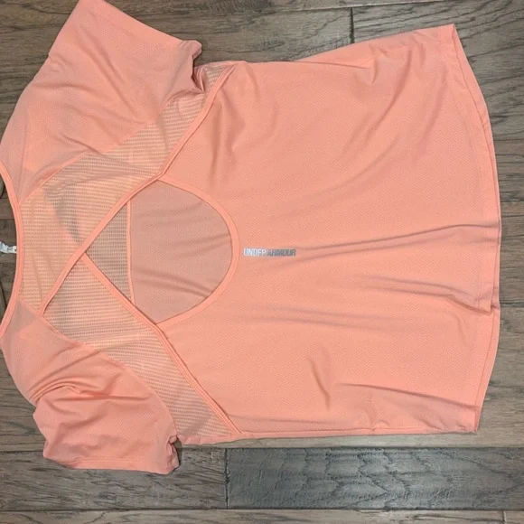 Under Armour Pink Cut Out Short Sleeve Tee - Picture 3 of 3